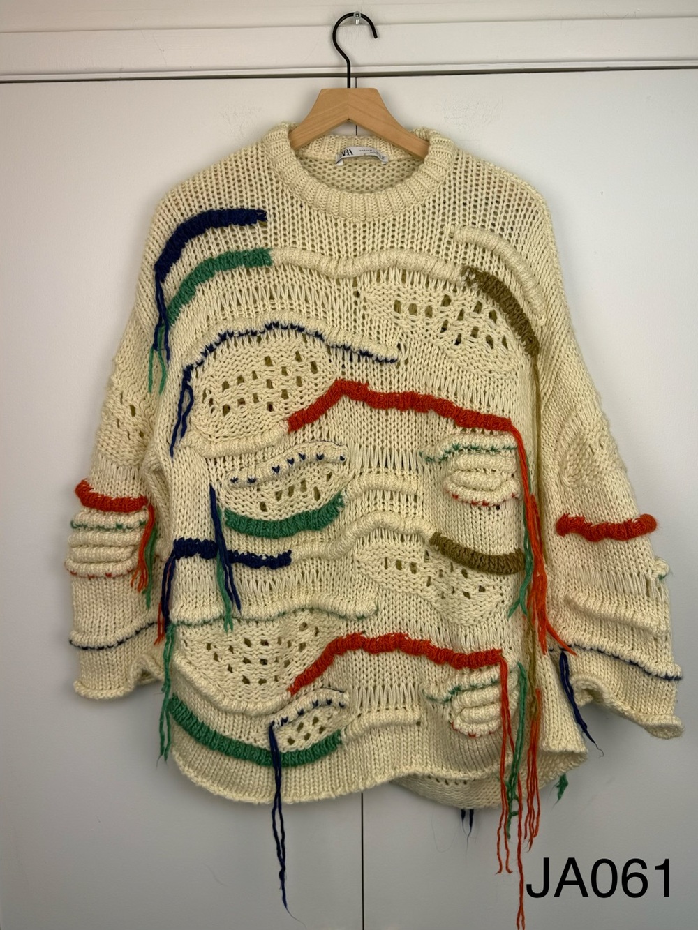 Zara Textured 3D Open Knit Multicolor Sweater M-L